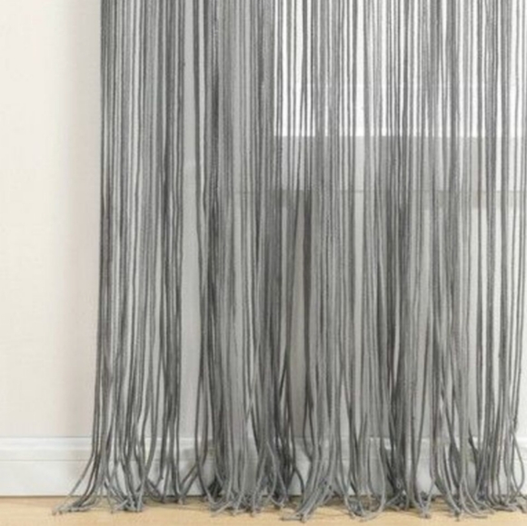 UO Bohemian Macrame Textured Grey Window Curtain Panel Wall Hanging Tapestry - Picture 8 of 13